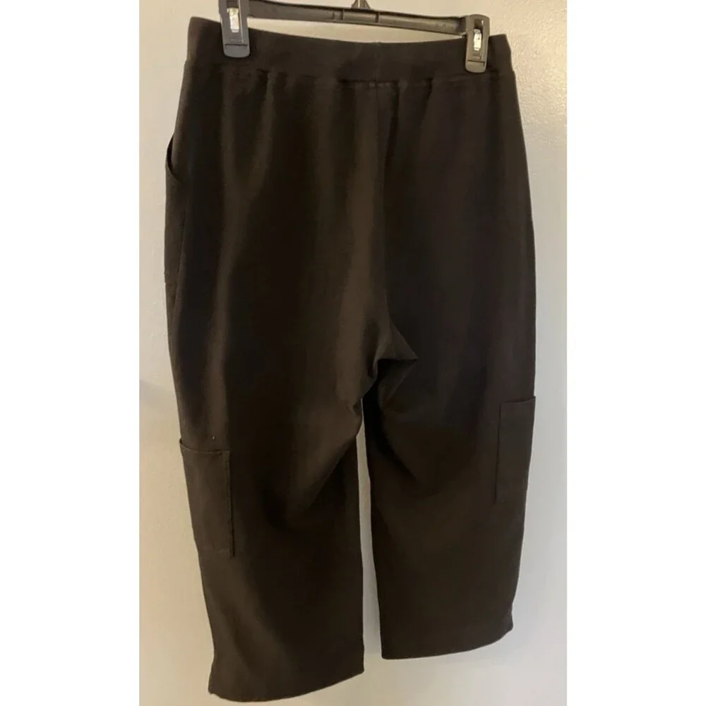 NWOT Basic Editions  Drawstring Waist Black Capris Size M - Picture 7 of 7